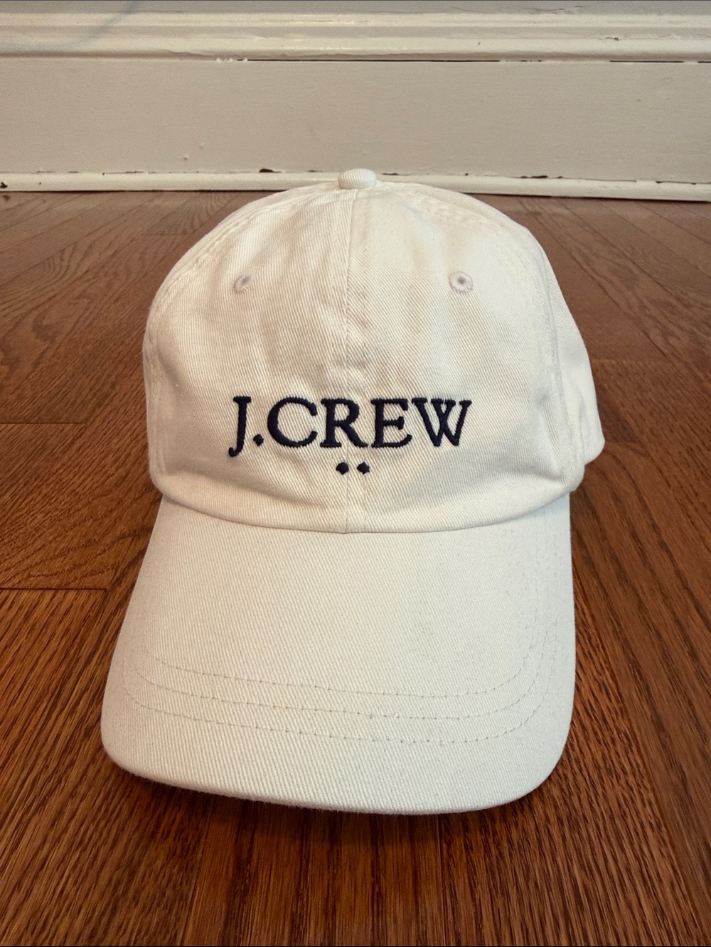 J. Crew Cream Baseball Cap with Navy Logo